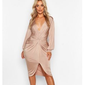 Boohoo Plunging Midi Dress